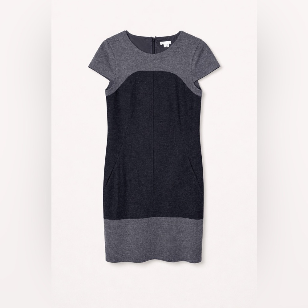 Vince Colorblock Wool Angola Shift Dress Gray black Size 8